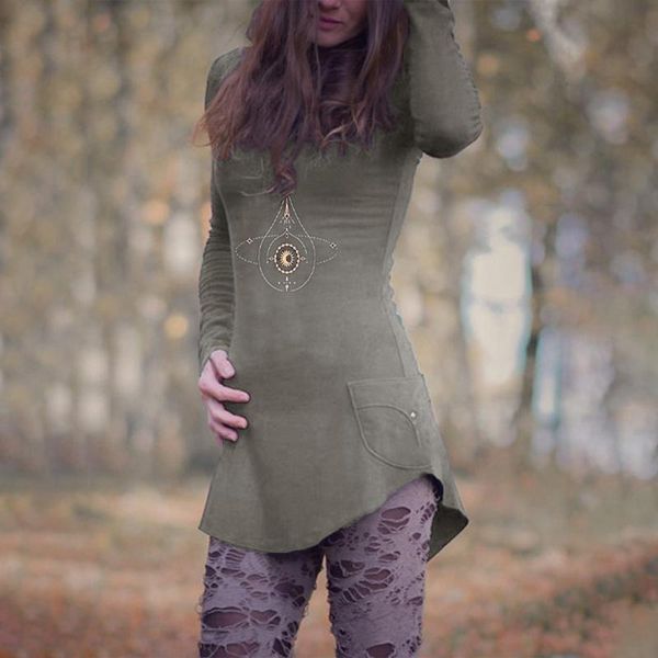 

casual dresses 2021 streetwear vintage dress women summer long sleeve moon print pockets mini with hood punk style vestido de mujer, Black;gray