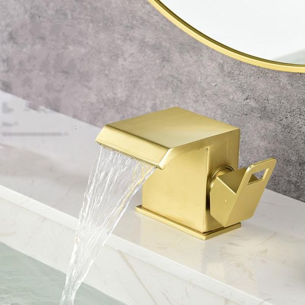 

bathroom sink faucets basin faucet luxury waterfall stainless steel single handle mixer taps cold and water deck mounted accessory