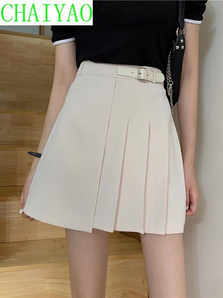 

women's t-shirt high waist pleated skirt summer irregular a-line short buttock style in 2021 spring and autumn, White