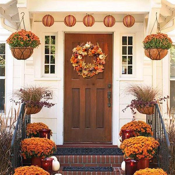 

decorative flowers & wreaths diy fall wreath rustic pumpkin pine cones garland creative front door pendant for home garden farmhouse natal n