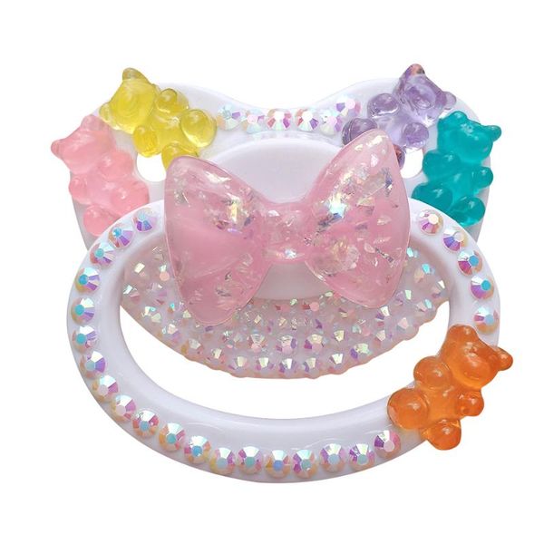 

pacifiers# rainbow color baby pacifier ddlg dummy silicone nipple teat cute handmade gem bear