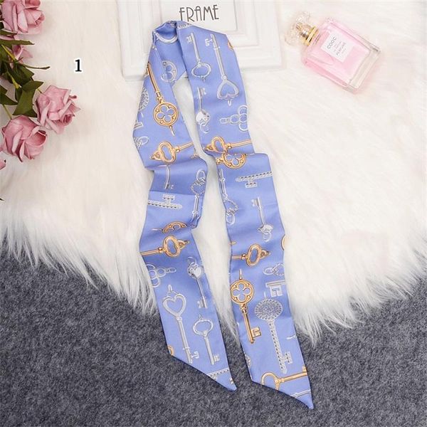 

scarves classic retro bag scarf women 2021 fashion ladies silk headband design ribbon belt wristband girl's headscarf, Blue;gray