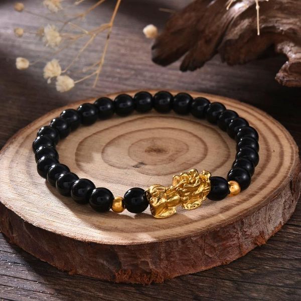 

beaded, strands black 6mm natural stone beads bracelets for women transparent bead yoga elastic jewelry mens wholesale