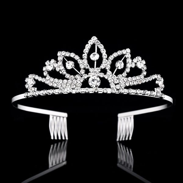 

hair clips & barrettes european and american simple rhinestone headband crown bridal wedding jewelry headdress children birthday big, Golden;silver