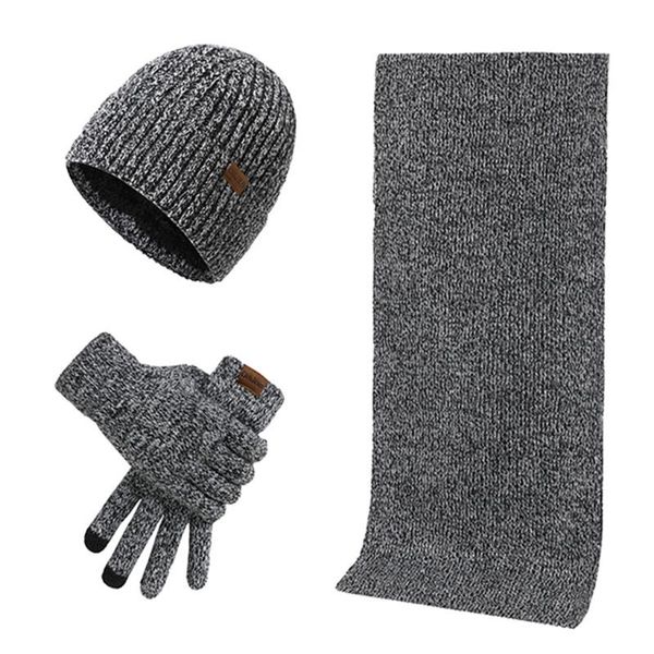 

hats, scarves & gloves sets winter beanie hat warmer long scarf for men and touch screen fleece lining touchscreen set, Blue;gray