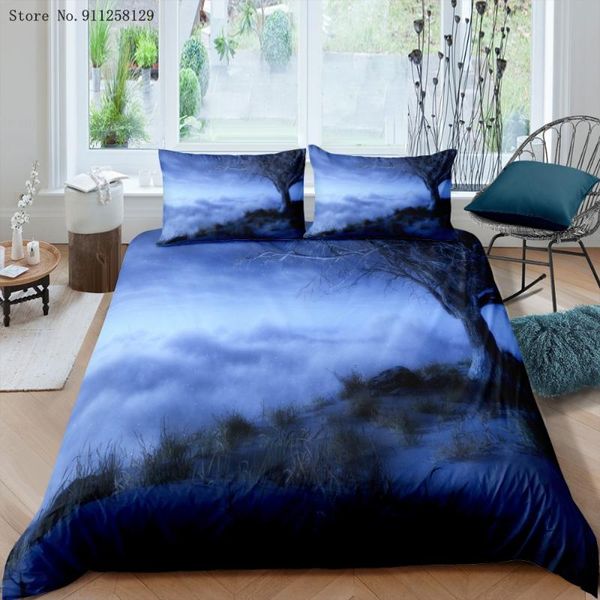 

bedding sets mountain river set 2/3 pieces old tree duvet cover night landscape bed quilt single double king