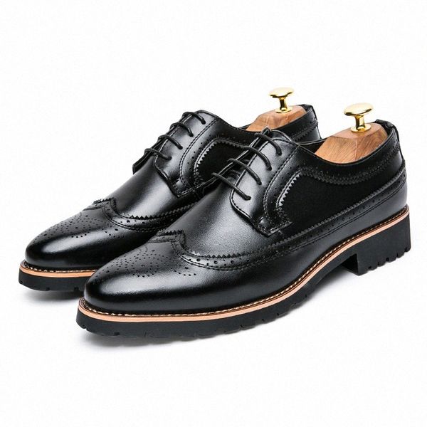 

new 2017 pointed toe business dress men formal shoes wedding fashion genuine leather shoes flats oxford for men *987 9483#, Black