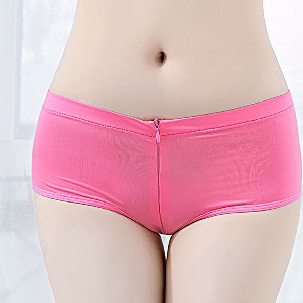 

ice silk women's fun underwear crotch zipper briefs hair generation, Black;white