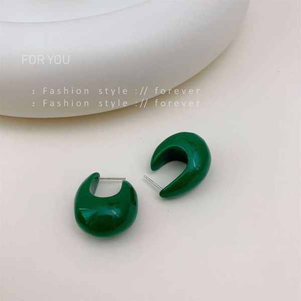 

green little fatty resin earrings female simple temperament earrings
