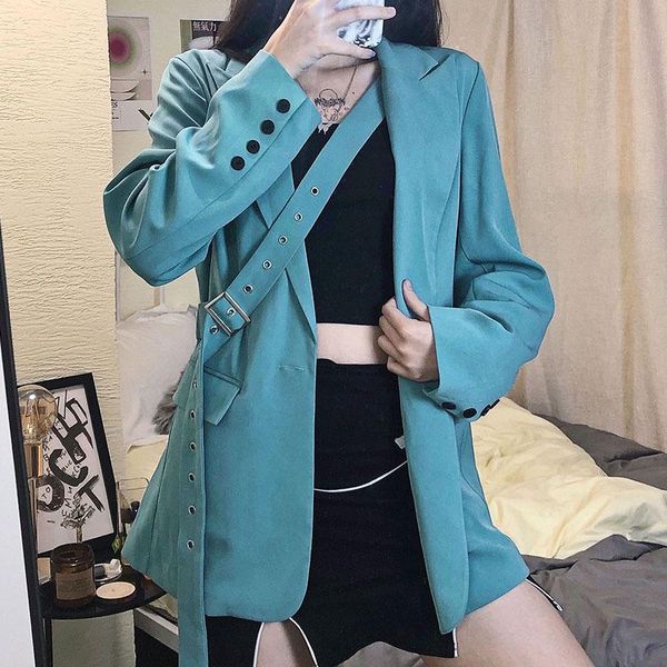 

women's suits & blazers spring autumn blazer jacket casual solid color buttons pocket coat elegant temperament commute womens long slee, White;black