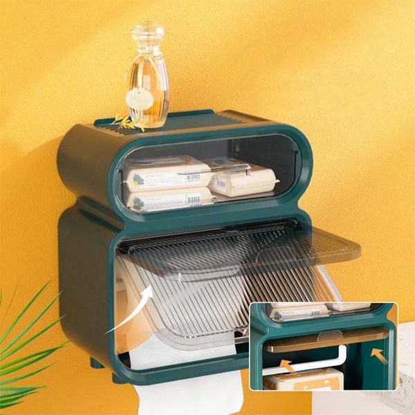 

toilet paper holders double layer roll holder tissue box wall mounted waterproof tray tube stand case bathroom product