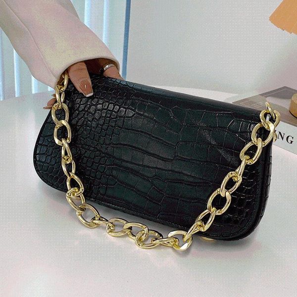 

evening bags handbags for women 2021 stone pattern ladies shoulder small square chains underarm bag fashion leather woman sac