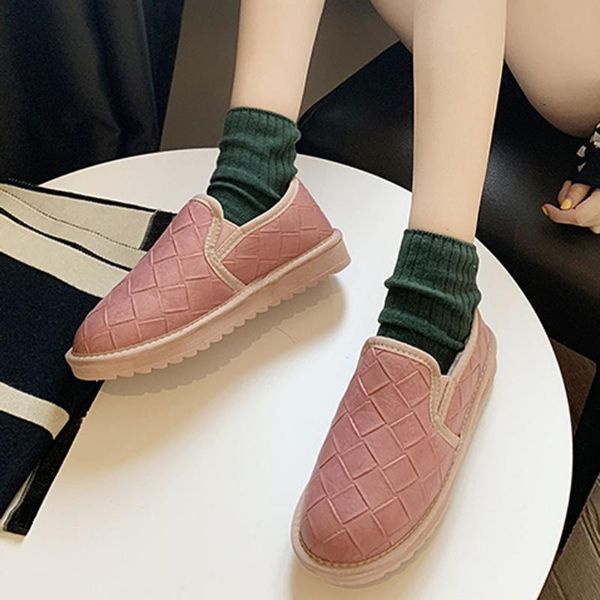 

boots keep warm shallow snow boot women short tube plus velvet thick cotton shoe woman solid color non-slip flat student bread, Black