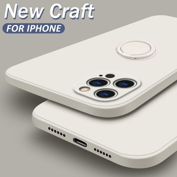 

2021 new original liquid sile luxury case for iphone 11 pro mini 7 8 6 6s plus xr x xs max se 12 stand ring holder cover d5nf