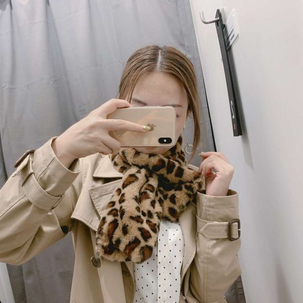 

designer women's thickened warm parent-child leopard fur scarf in autumn and winter of 2019, Blue;black