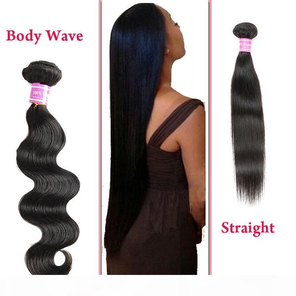 

straight 8a virgin hair 100% unprocessed brazilian remy hair body wave bundles mongolian indian peruvian malaysian camboidan hair extensions, Black