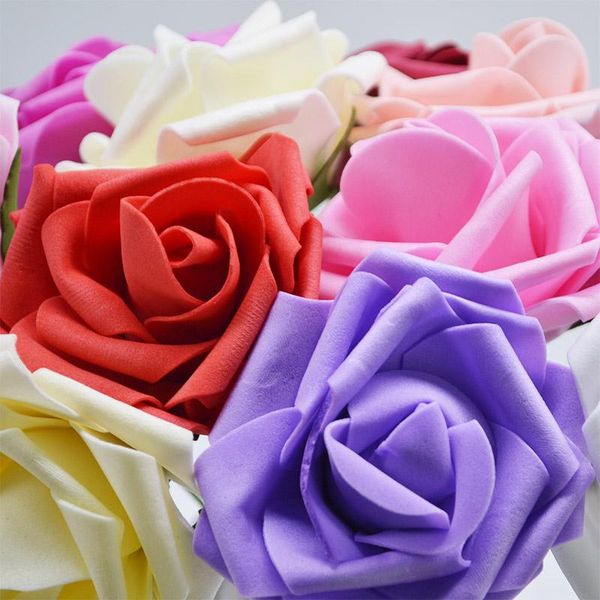 

decorative flowers & wreaths 10heads 8cm artificial rose valentine's day decoration diy home decor pe foam wedding bride bouquet