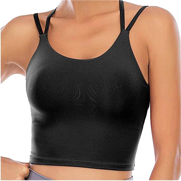 

2021 sports bra women fashion yoga bra sleeveless solid color casual vest ladies movement short tank push up sport #gm, White;black