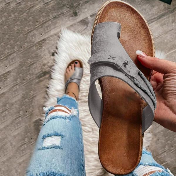 Slippers Fashion Женщины повседневная плоская летняя обувь кольцо на ноги