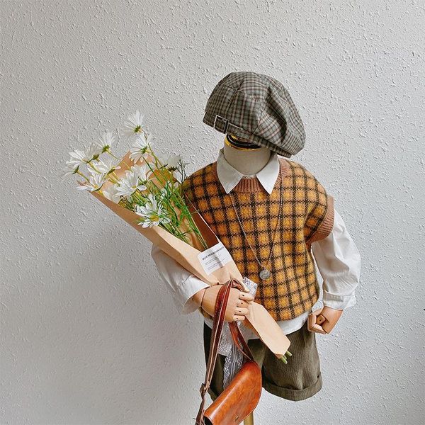 

waistcoat children's clothes vest autumn products boys and girls plaid baby sleeveless pullover sweater thin, Camo