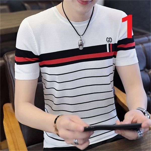 

2021 men's short-sleeved t-shirt summer new slim korean version of the tide szpe, White;black