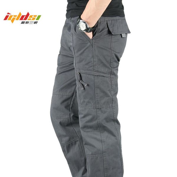 

men's pants men cargo casual multi pockets tactical pantalon hombre sweatpants straight long trousers plus size 3xl, Black