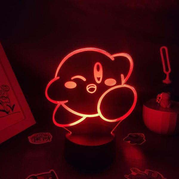 Noite Luzes Jogo Kirbys 3D LED RGB Luz colorido presente de aniversário para amigo crianças crianças lava lâmpada cama sala de jogos decatio