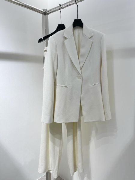 

women's two piece pants 2021 women fashion acetate suit jacket + trousers 2-piece set 0722, White