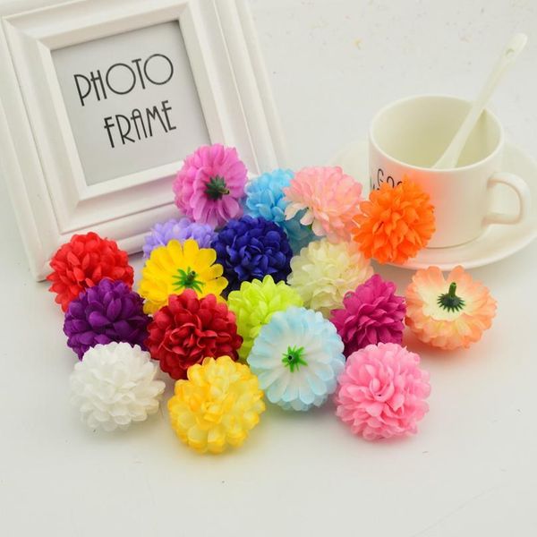 

5cm 20pcs multi-layer silk chrysanthemum heads artificial flowers for home wedding decoration diy wreath bride jllscx