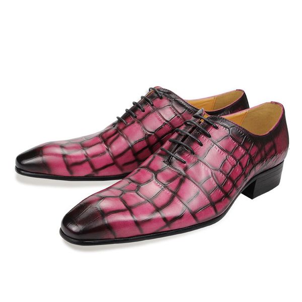 

dress shoes mens custom luxury wedding shoe for man leather handmade casual fashion formal pointed toe gingham lace-up party men 8, Black
