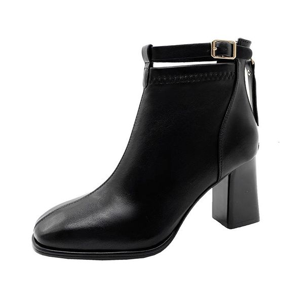 

boots women's ankle real leather zip women winter shoes fashion cool short footwear, Black