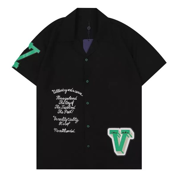 

22ss luxury designer shirts men's fashion tiger letter v silk bowling shirt casual shirts men slim fit short sleeve dress shirt -3xl, White;black