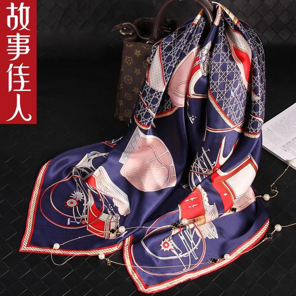 

scarves mulberry silk scarf, the spring and autumn period type of shawl big square joker high-end gift box, Blue;gray