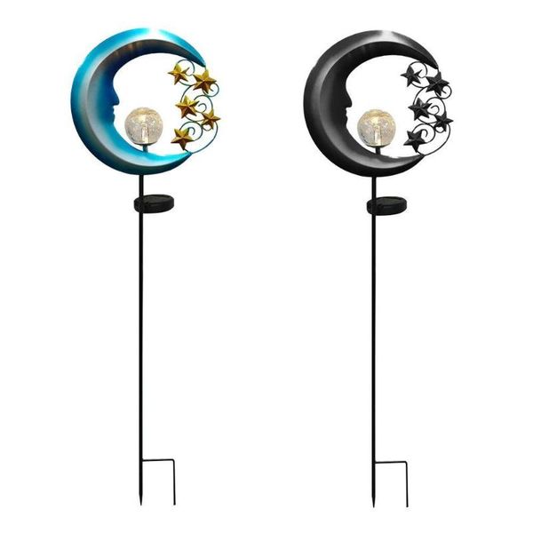 

1pc retro star moon solar wrought iron lamp led garden waterproof decorative light lawn outdoor landscape lights c3z7