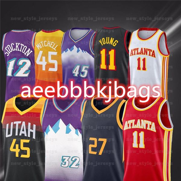 

young 11 trae ncaa basketball jerseys donovan 45 mitchell gobert 27 rudy 12 john malone stockton 32 karl bogdanovic, Black;red
