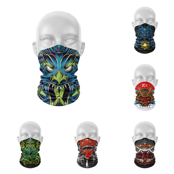 

scarves horror style punk bandana magic neck scarf multifunctional seamless elasticity headwear cycling climbing windproof ring, Blue;gray