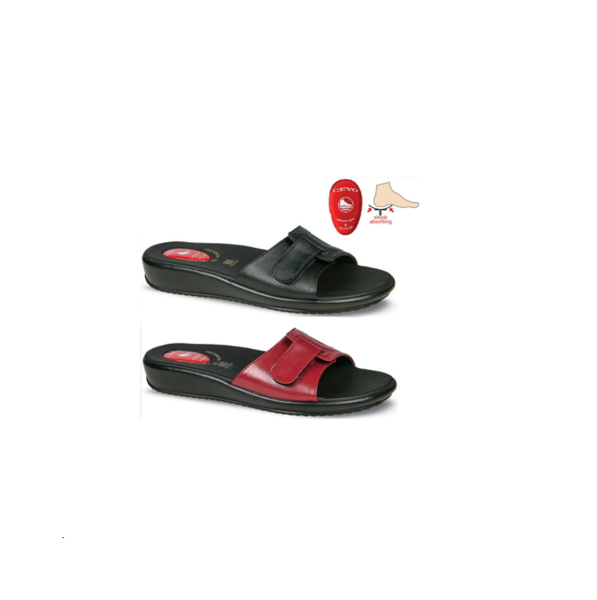 

ceyo 9200-12 women's slipper daily comfortable flat sole heel featuring heel spur front open, Black