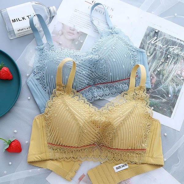 

bras 001 ~ lace small chest underwear concentration changed vice breast bra 2021 ladies, Red;black