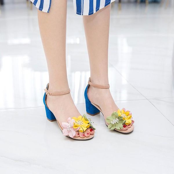 

sandals big size10 11 12 13 14 15 16 17 high heels women shoes woman summer ladies flowers with thick and buckled, Black