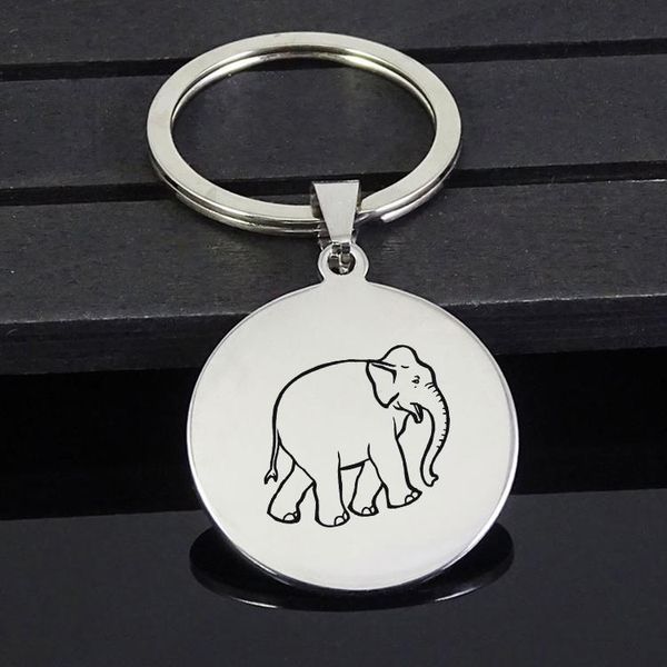 

keychains elephant keychain high polished stainless steel disc jewelry for men and women yp7358, Silver