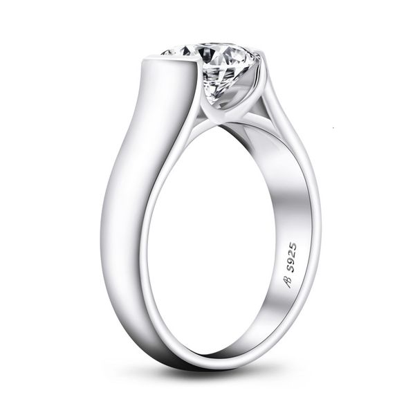 

ainuoshi simple 925 sterling silver 2 carat sona diamond ring, Slivery;golden
