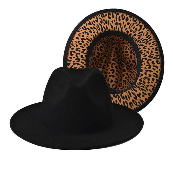 

wide brim hats leopard grain fedora hat jazz cowboy for women and men fedoras cap red with black wool bowler, Blue;gray