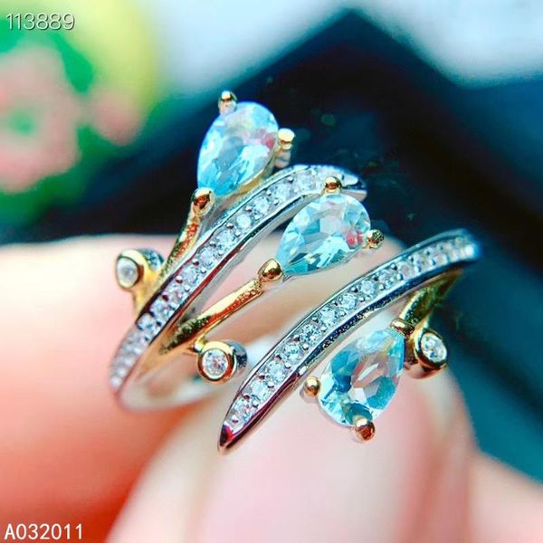 

cluster rings kjjeaxcmy fine jewelry natural aquamarine 925 sterling silver girl adjustable ring support test selling, Golden;silver
