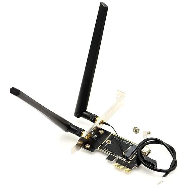 

computer cables & connectors m.2 ngff wireless card to pcie adapter deskwlan converter with 2dbi antenna for ax201 ax200 9260 8265 82