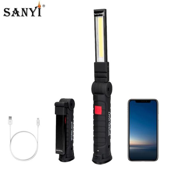 

usb rechargeable working light dimmable cob led inspection lamp with magnetic base hanging hook for outdoor camping