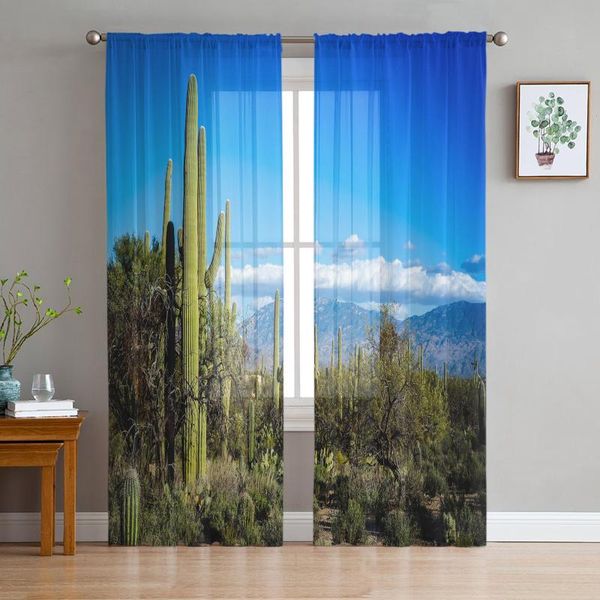 

curtain & drapes cactus blue sky woods curtains for living room luxury baby bedroom tulle kitchen study modern style sheer