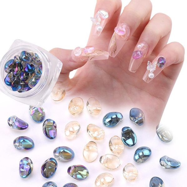 

nail art decorations 12pcs aurora symphony crystal stone decoration japanese sweet wind irregular glass accessories handmade diy, Silver;gold