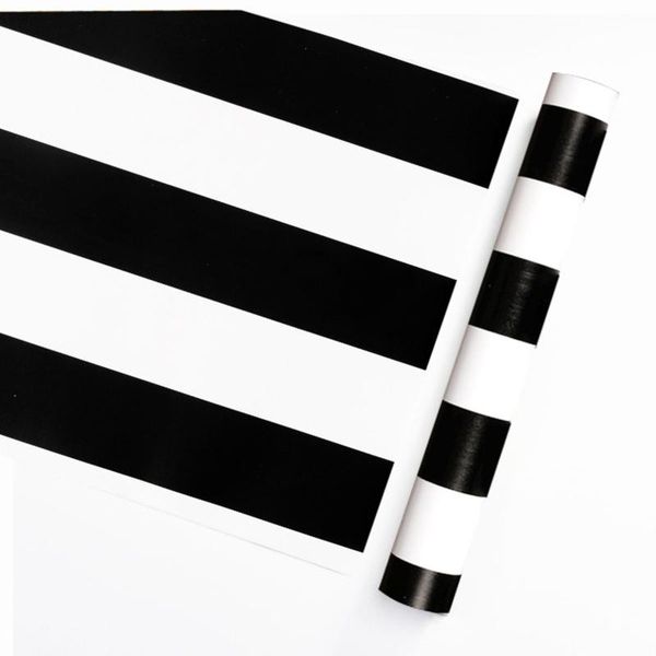 

modern 45cmx10m pvc black white striped self-adhesive wallpaper contract wall sticker for kitchen bathroom furniture hou