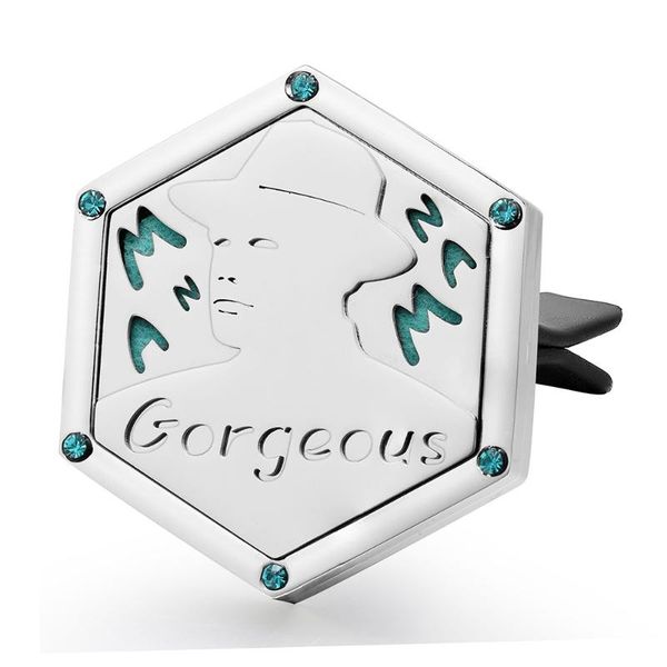 

pendants gorgeous man gentleman 316l stainless steel hexagon car aroma essential oil diffuser locket vent clip, Black