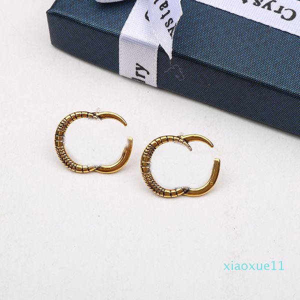 

luxury- vintage metal earrings studs double letters earrings ladies designer earrings charm earring women earring jewelry gift, Golden